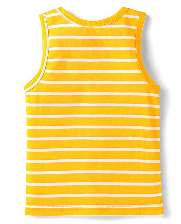 Babyhug 100% Cotton Single Jersey Knit Sleeveless Sando With Striped Print - Yellow