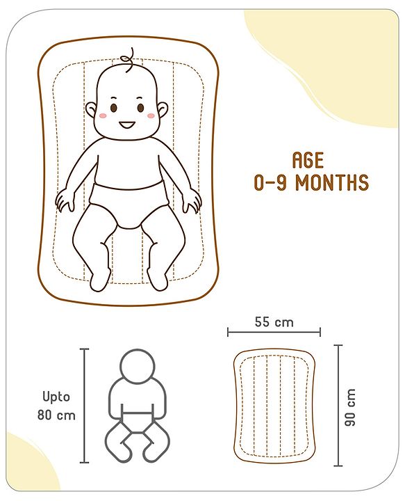 Babyhug 100% Cotton Digital Print Mattress Set with Mosquito Net Aeroplane Theme - White