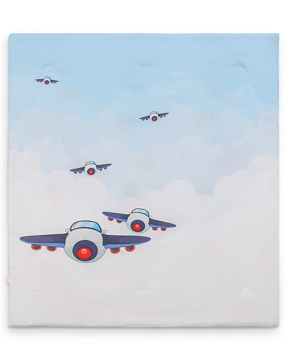 Babyhug Cotton Digital Print Quilt Aeroplane Theme - White