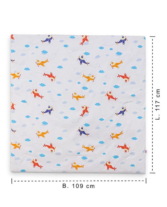 Babyhug Cotton Digital Print Quilt Aeroplane Theme - White