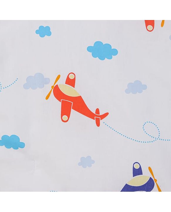 Babyhug Cotton Digital Print Quilt Aeroplane Theme - White