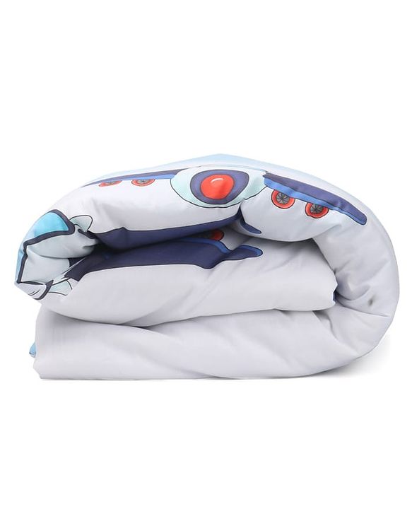 Babyhug Cotton Digital Print Quilt Aeroplane Theme - White