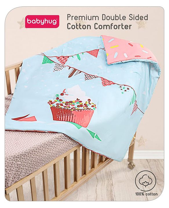 Babyhug Cotton Digital Print Quilt Aeroplane Theme - White