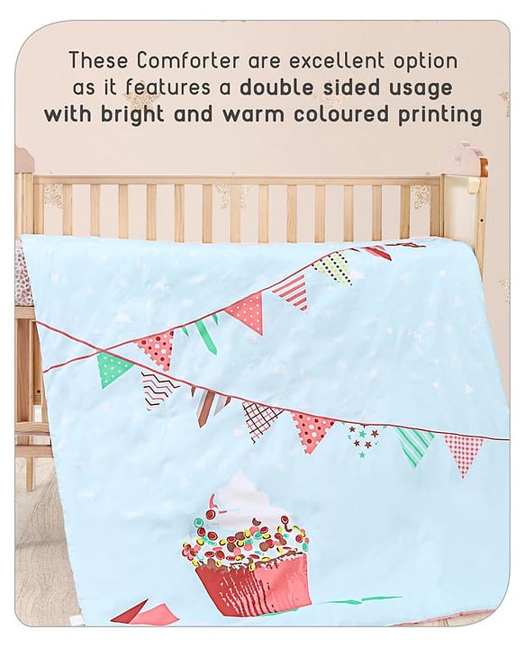 Babyhug Cotton Digital Print Quilt Aeroplane Theme - White