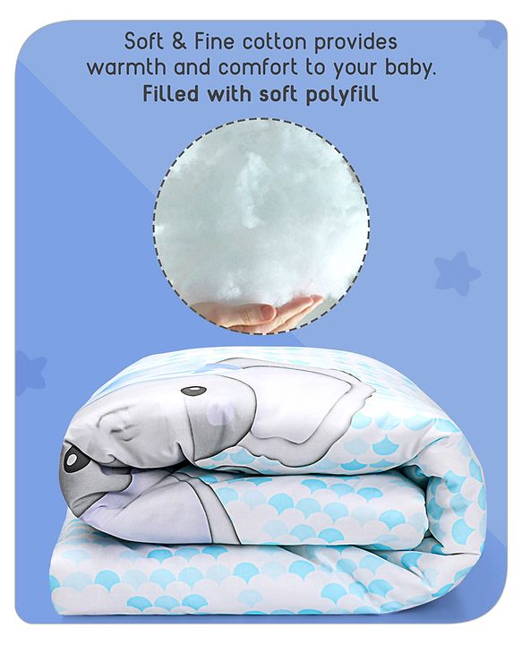 Babyhug Cotton Digital Print Quilt Aeroplane Theme - White
