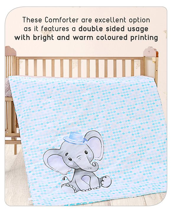 Babyhug Cotton Digital Print Quilt Aeroplane Theme - White
