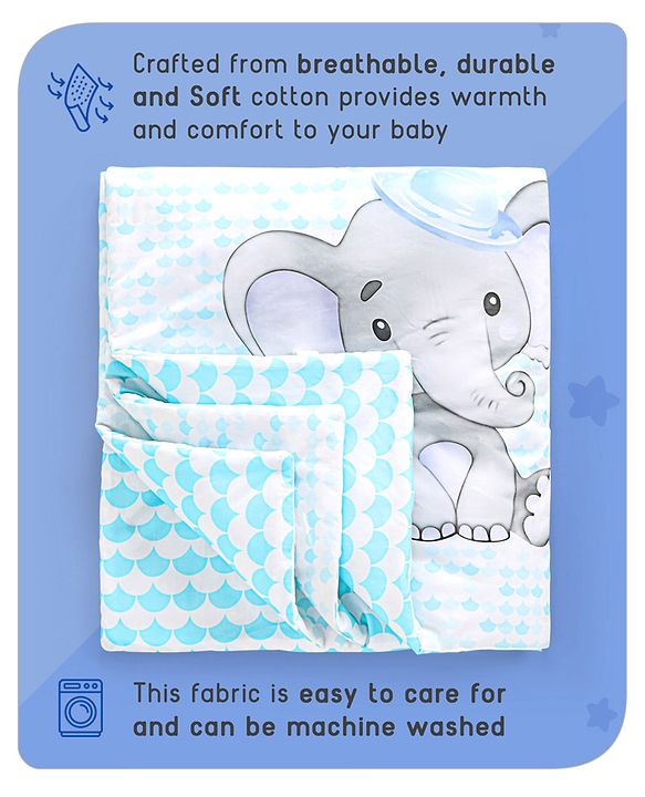Babyhug Cotton Digital Print Quilt Aeroplane Theme - White