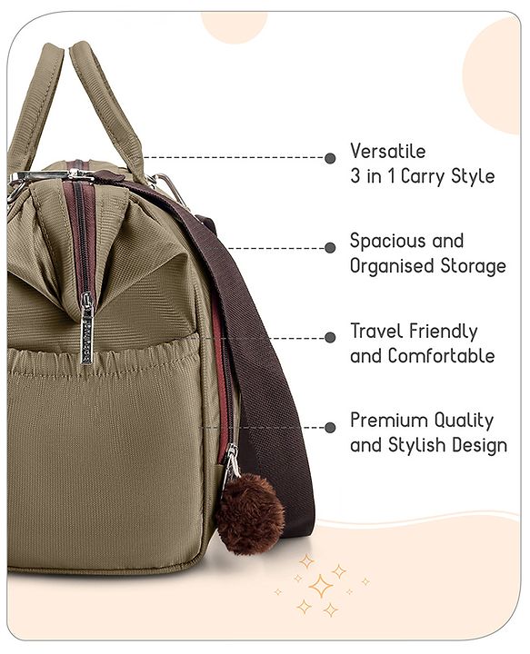 Babyhug 3-in-1 Diaper Bag Multifunctional Tote Sling & Backpack for Travel  - Brown