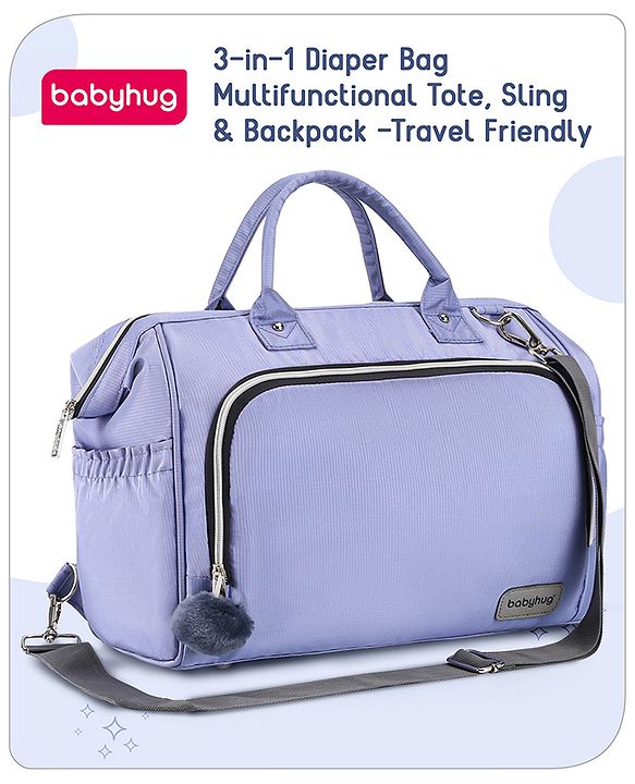 Babyhug 3-in-1 Diaper Bag Multifunctional Tote Sling & Backpack for Travel  - Brown