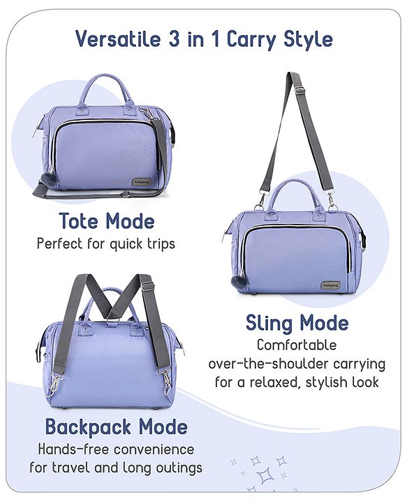 Babyhug 3-in-1 Diaper Bag Multifunctional Tote Sling & Backpack for Travel  - Brown