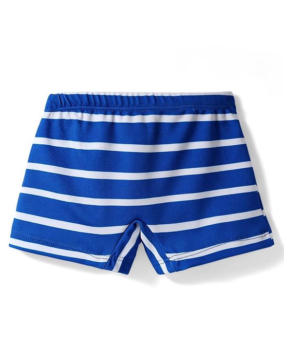 Babyhug Cotton Water Repellant Swimming Trunk With Stripes & Shark Print - Blue