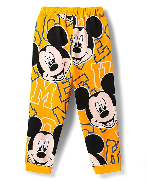 Pine Kids Disney Single Jersey Knit Full Sleeves Night Suit With Mickey Mouse Print - Yellow