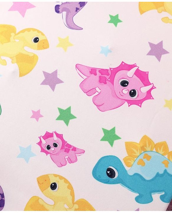 Babyhug Cotton Water Repellant Full Sleeves Two Piece Swimsuit With Dino Print - Pink