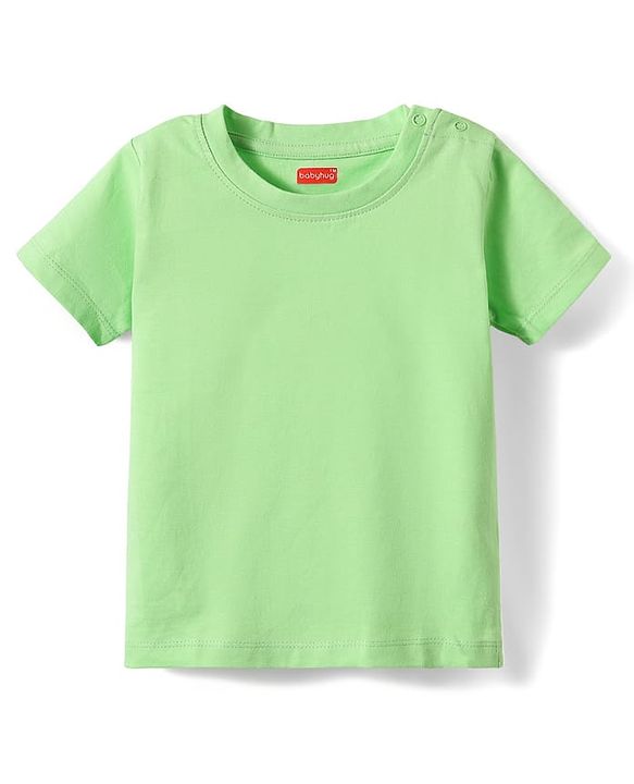 Babyhug Cotton Knit Half Sleeves Solid Color T-Shirt - Light Green