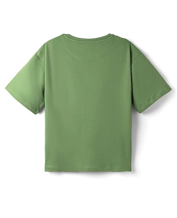 Pine Kids Marvel Single Jersey Knit Half Sleeve Drop Shoulder T-Shirt With Spider-man Graphic - Olive Green