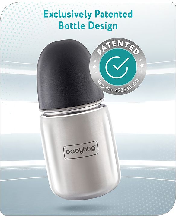 Babyhug Stainless Steel feeding bottle wide neck-200 ml