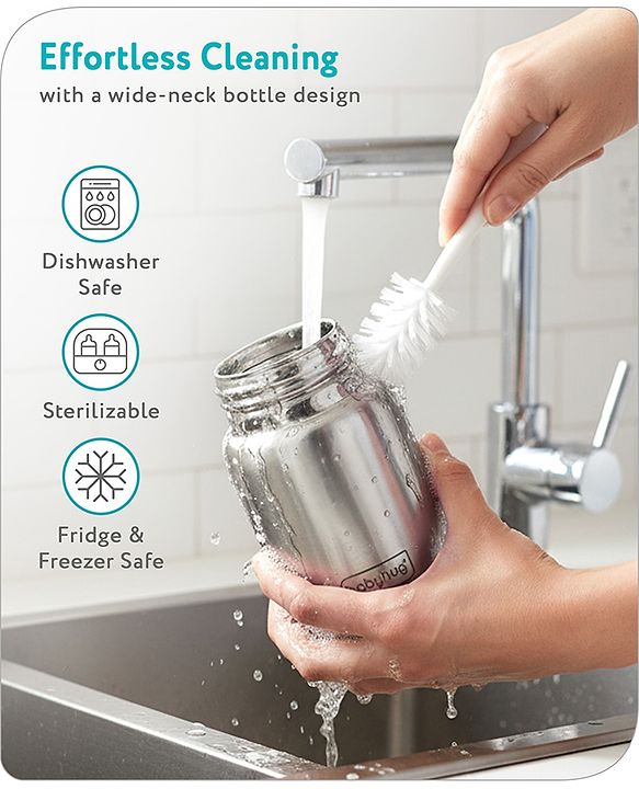 Babyhug Stainless Steel feeding bottle wide neck-200 ml