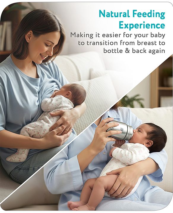 Babyhug Stainless Steel feeding bottle wide neck-200 ml
