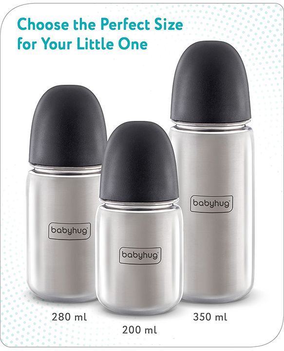 Babyhug Stainless Steel feeding bottle wide neck-200 ml
