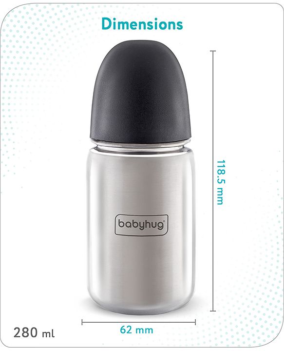 Babyhug Stainless Steel feeding bottle wide neck-200 ml