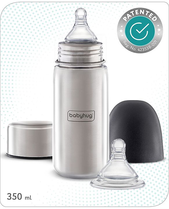Babyhug Stainless Steel feeding bottle wide neck-200 ml