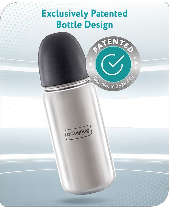 Babyhug Stainless Steel feeding bottle wide neck-200 ml