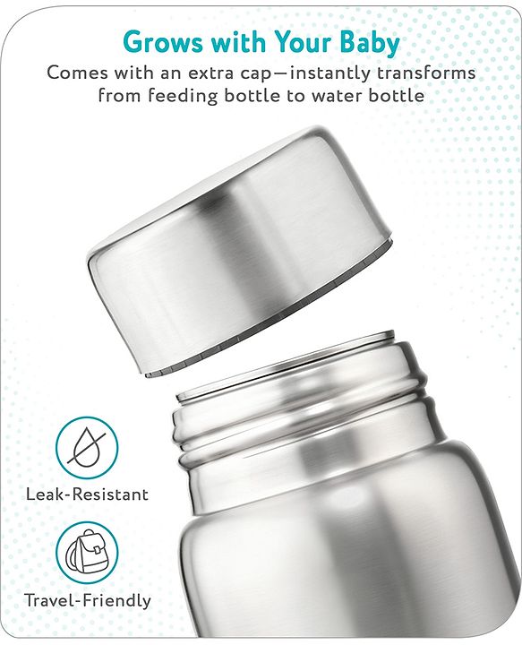 Babyhug Stainless Steel feeding bottle wide neck-200 ml