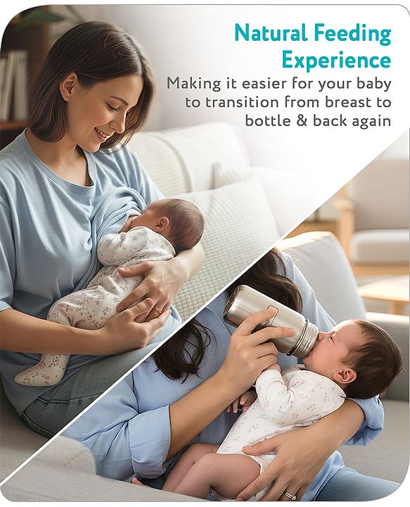 Babyhug Stainless Steel feeding bottle wide neck-200 ml