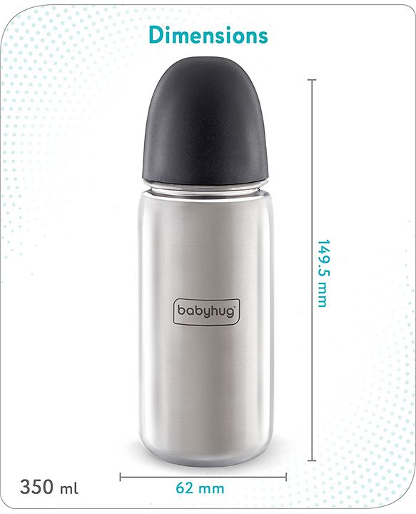 Babyhug Stainless Steel feeding bottle wide neck-200 ml