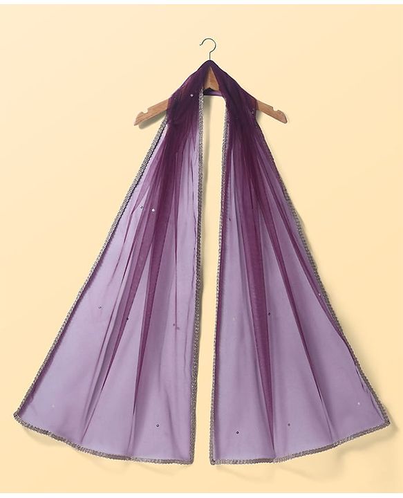 Pine Kids Woven Sleeveless Floral Printed & Embroidery Choli Lehenga Set with Dupatta & Sequin Detailing - Purple