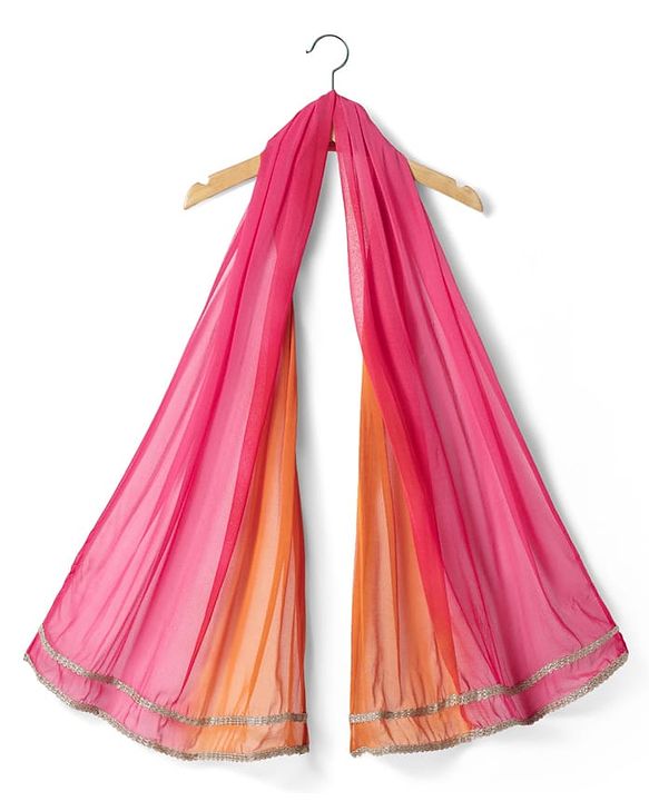 Pine Kids Woven Sleeveless Choli  Lehenga  Set & Dupatta with Floral Embroidery - Orange