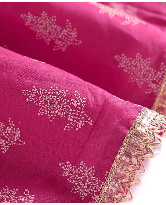 Pine Kids Sleeveless Foil Printed Choli Lehenga Set with Dupatta - Dark Pink