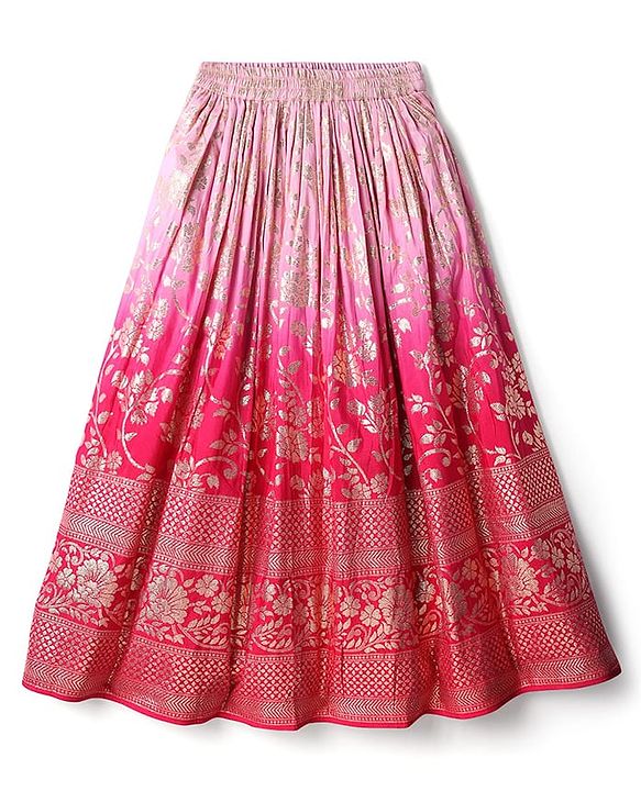 Pine Active Woven Sleeveless Lehenga Choli Set With Sequin Detailing & Floral Embriodery - Pink