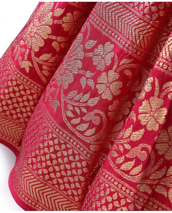 Pine Active Woven Sleeveless Lehenga Choli Set With Sequin Detailing & Floral Embriodery - Pink