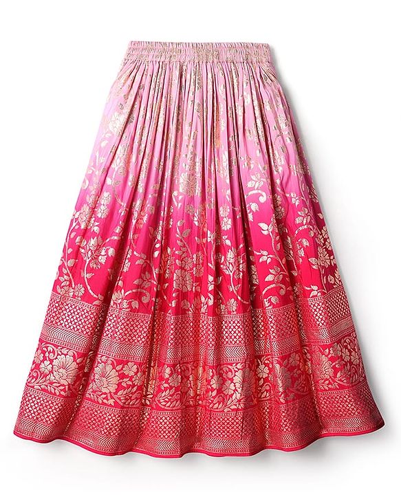 Pine Active Woven Sleeveless Lehenga Choli Set With Sequin Detailing & Floral Embriodery - Pink