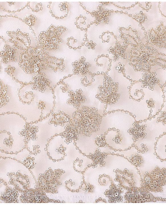 Pine Kids Woven Half Sleeves Floral Sequin Embroidered Choli Lehenga Set with Dupatta - White