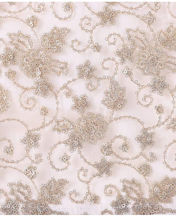 Pine Kids Woven Half Sleeves Floral Sequin Embroidered Choli Lehenga Set with Dupatta - White