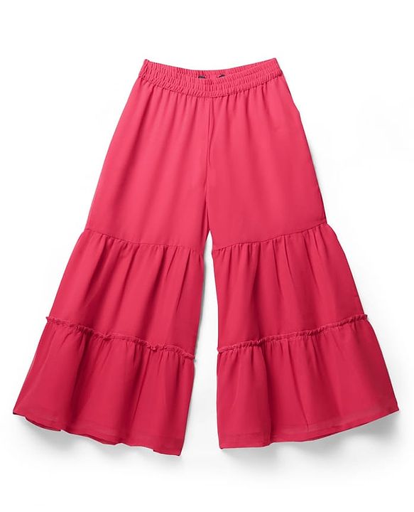 Pine Kids Woven Sleeveless Kurta Gharara Set With Floral Print & Dupatta - Dark Pink