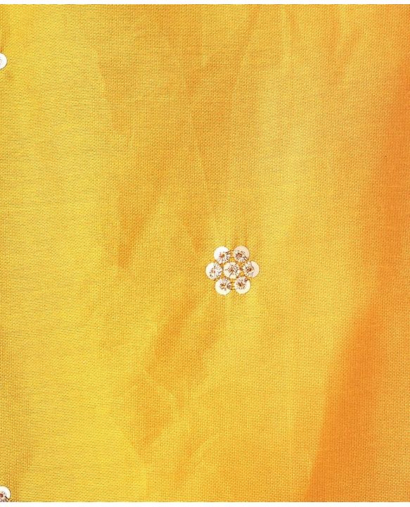 Pine Kids Woven Singlet Sleeves Floral Sequin Embroidered Kurta & Salwar Set with Dupatta - Mustard