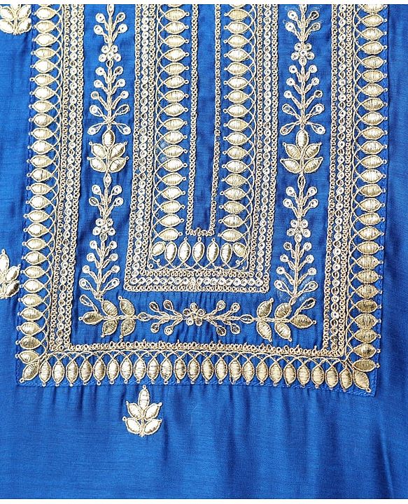 Pine Kids Woven Three Fourth Sleeves Kurti Chudidar Set With Floral Embroidery & Dupatta - Blue