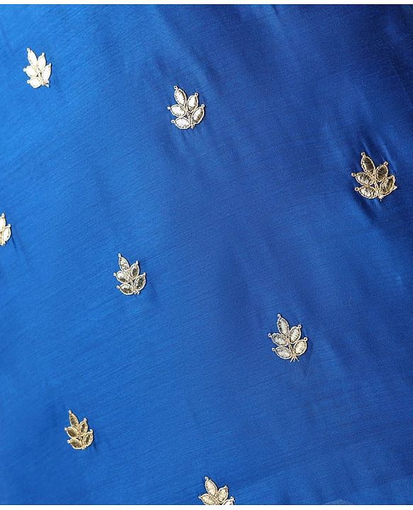 Pine Kids Woven Three Fourth Sleeves Kurti Chudidar Set With Floral Embroidery & Dupatta - Blue