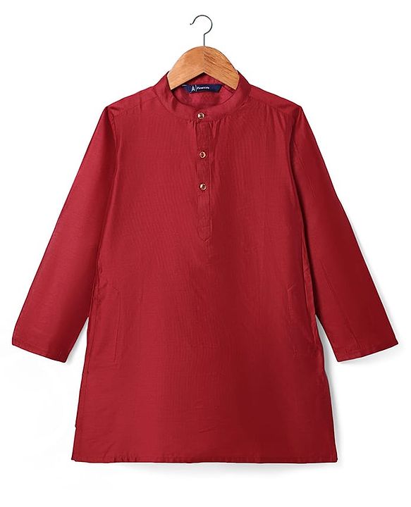 Pine Kids Woven Full Sleeves Solid Color Kurta Pyjama Set with Floral Embroidered & Mirror Work Detailing Jacket - Maroon & Yellow