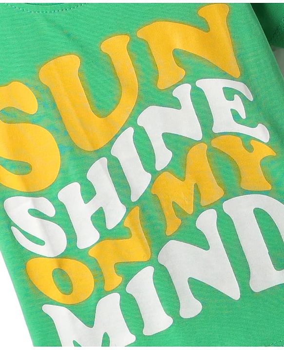 Babyhug Cotton Knit Half Sleeves T-Shirt With Sun Shine on my Mind Text Print - Green