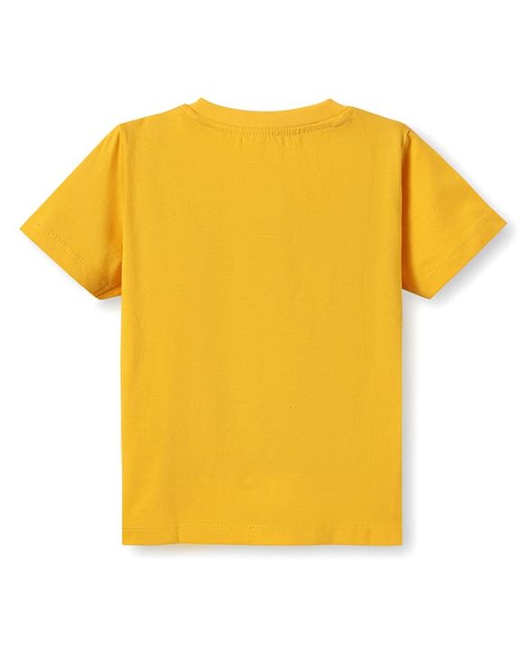 Babyhug Cotton Knit Half Sleeves T-Shirt With Whats Up Text Print -Yellow
