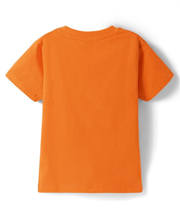 Babyhug Cotton  Knit Half Sleeves T-Shirt With Little Mommy's Champ Text Print - Orange