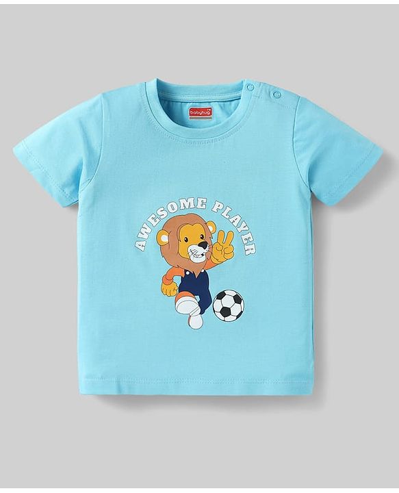 Babyhug Cotton Knit Half Sleeves T-Shirts with Sports Theme Print Pack of 3 - Orange White & Aqua Blue