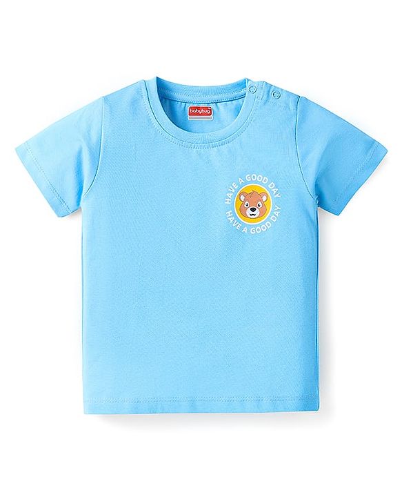 Babyhug Cotton Knit Half Sleeves T-Shirts With Animal Print Pack Of 3 - Red & Navy Blue