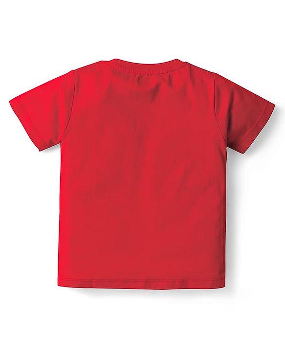 Babyhug Cotton Knit Half Sleeves T-Shirts With Animal Print Pack Of 3 - Red & Navy Blue