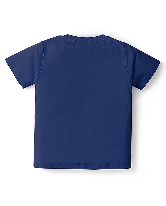 Babyhug Cotton Knit Half Sleeves T-Shirts With Animal Print Pack Of 3 - Red & Navy Blue
