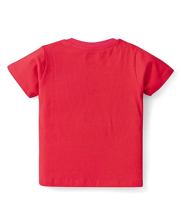 Babyhug Cotton Knit Half Sleeves T-Shirts With Animal & Vehicle Print Pack Of 3 - Red & Blue